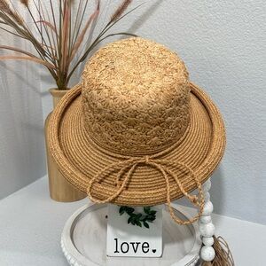 Twisted Raffia Straw Boater Hat One Size